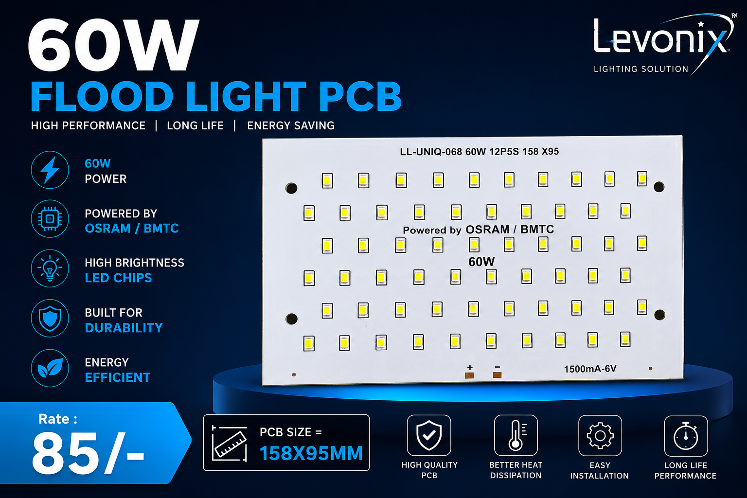 60W Flood Light PCB Model Unique  Series 