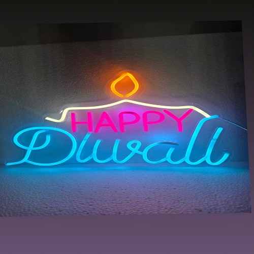 HAPPY DIWALI NEON ACRYLIC SIGN BAORD 12X17INCH 
